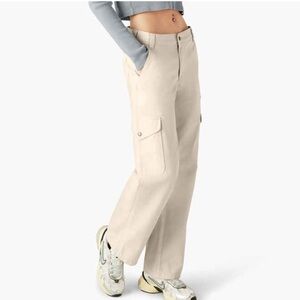 NWT Dickies Women’s  Wide Leg Woven Duck Cargo Pants Ivory 32x32